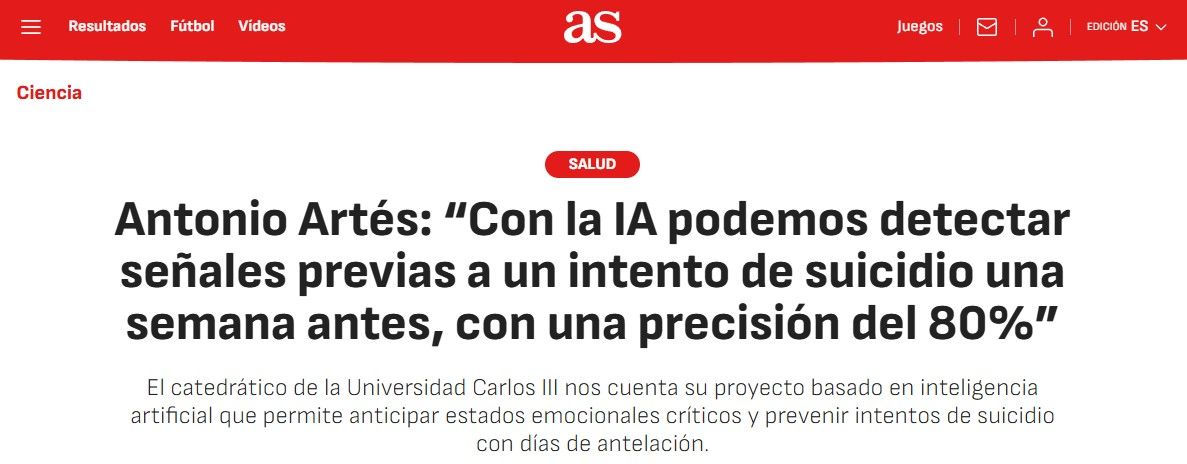 eB2 en el Diario AS: Hablando de tecnología y prevención del suicidio