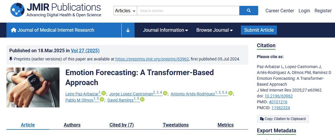Predecir estados emocionales con IA: nueva publicación científica de eB2 en JMIR